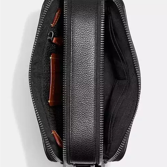 COACH Charter Crossbody Bag 24 in Black Pebbled Leather - Picture 5 of 15